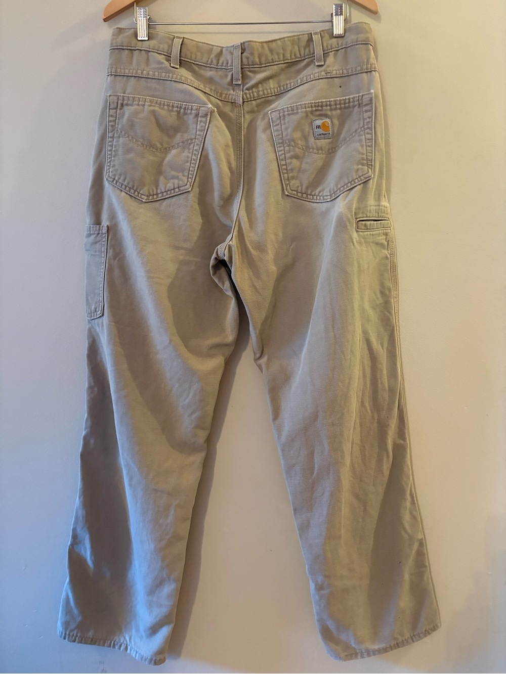 Carhartt FR Flame Resistant Canvas Carpenter Work Pants Beige Cream, Sz 35x32